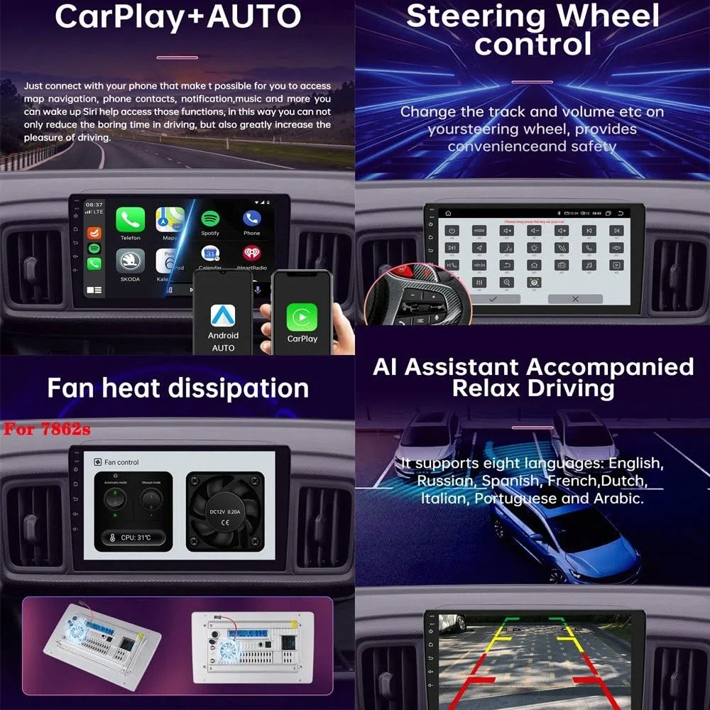Autoradio Car Navigation per Volkswagen VW Sharan SEAT Alhambra 7N 2010-2022 Wireless Carplay Android Auto Stereo Auto Bluetooth Ips con Pantalla Táctil con Gps, 8 Nucleo 8G+256G