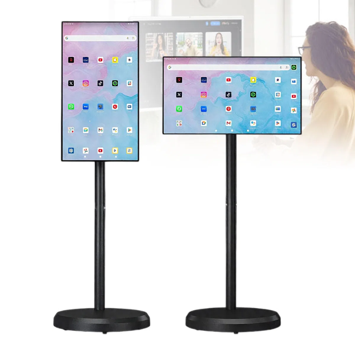 FHD Smart Touch Screen TV portatile, risoluzione 4K, rotazione girevole, durata della batteria 5-8 ore, 32-128 GB di spazio di archiviazione per casa e ufficio