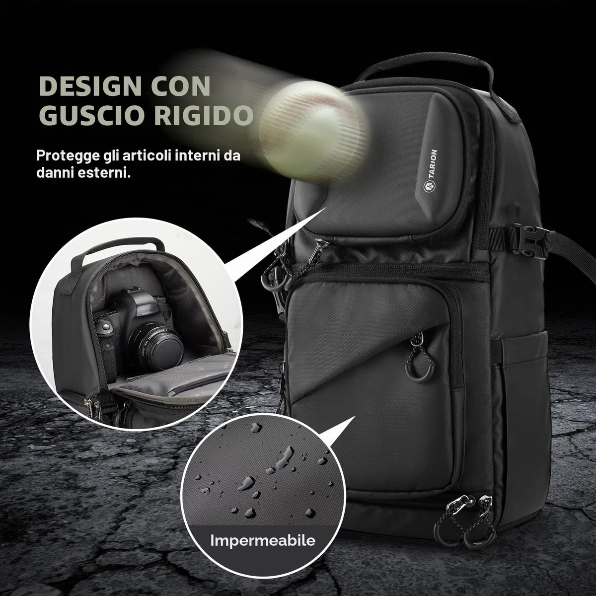 TARION Borsa Fotografica Fotocamera Monospalla: Borsa Macchina Fotografica Impermeabile Zaino Fotografico tracolla per fotocamera Compatibile con Fotocamera DSLR SLR Treppiede