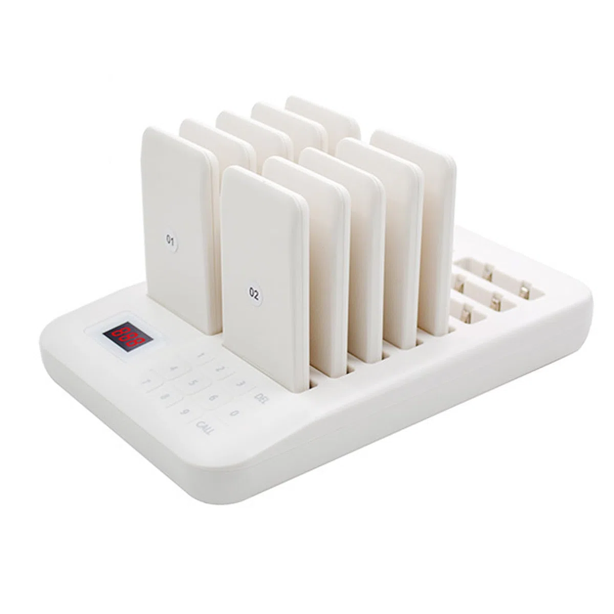 Sistema di Chiamata Wireless per Ristoranti, Cercapersone 3 in 1 con Cicalino, Luce, Vibrazione E Suono per Una Gestione Efficiente delle Code E Un Servizio Clienti Ottimale. White 1-10