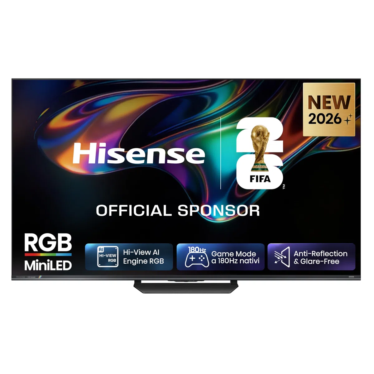 Hisense Smart TV RGB MiniLED 180Hz 55" 4K 55UR8S | Schermo Anti-Riflesso, Dolby Atmos 2.1.2 By Devialet, Dolby Vision IQ, IMAX, VIDAA OS, Wifi 6E, BT, Airplay2, 2026 Model