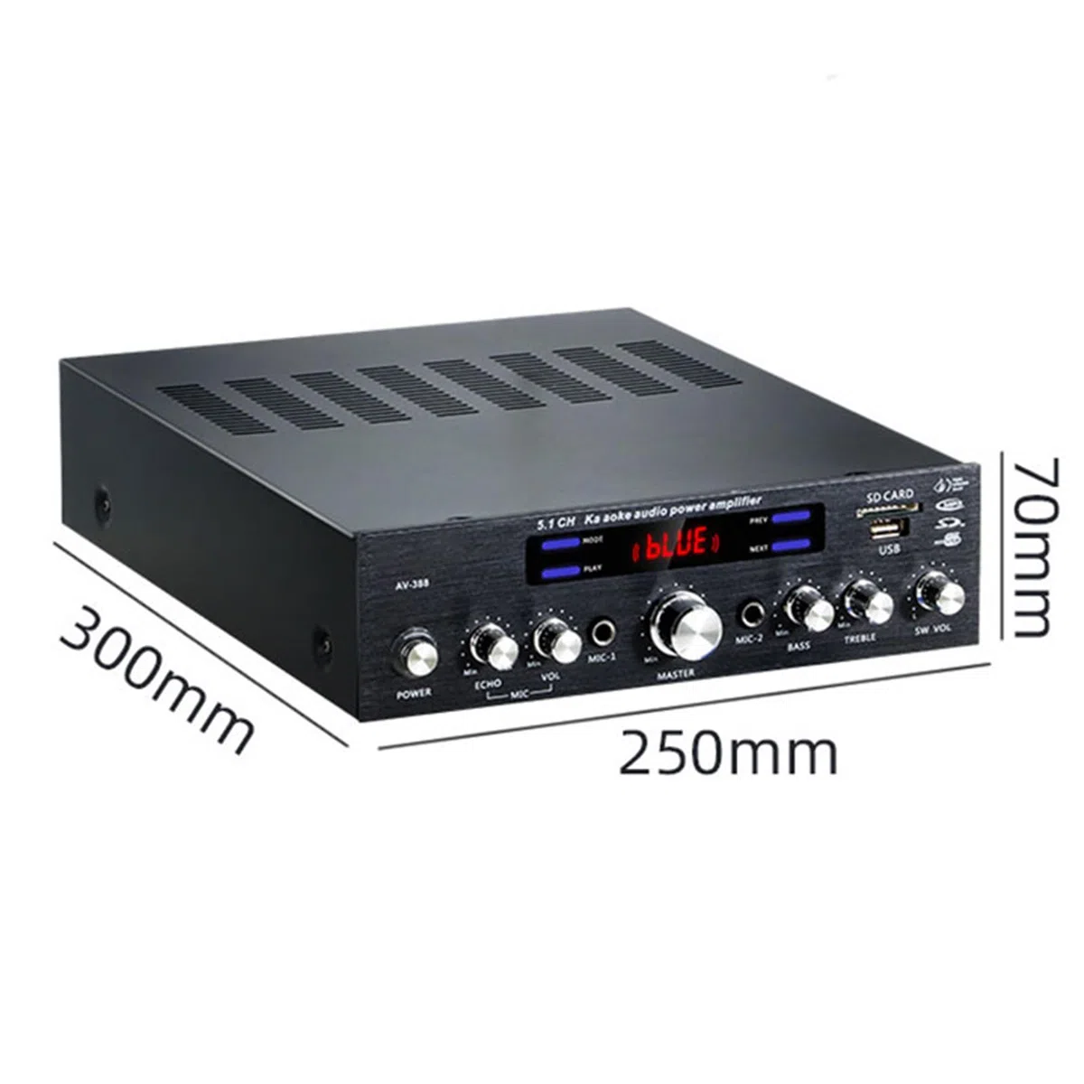 Amplificatore Bluetooth 5.1, Amplificatore Audio Stereo HiFi per Altoparlanti, con Display LCD E Telecomando, Ingresso USB/SD/RCA/Mic