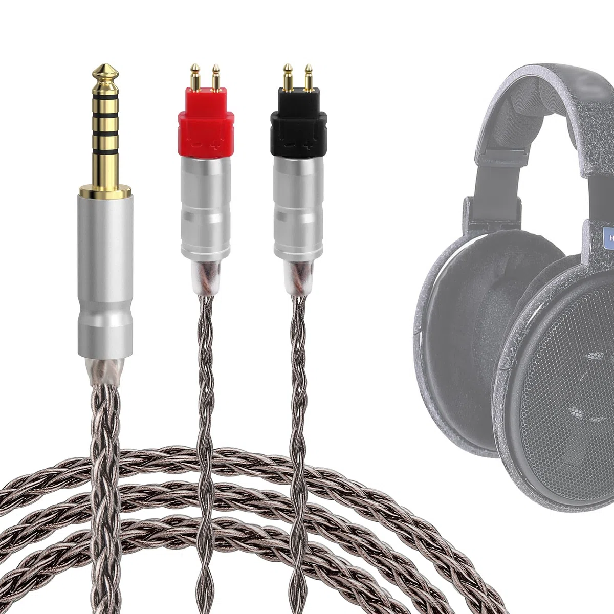 GEEKRIA Cavo audio di upgrade Apollo in rame placcato argento, compatibile con Sennheiser HD600/HD650/HD660S2/HD6XX, 4,4 mm (4,9 ft/1,5 m)