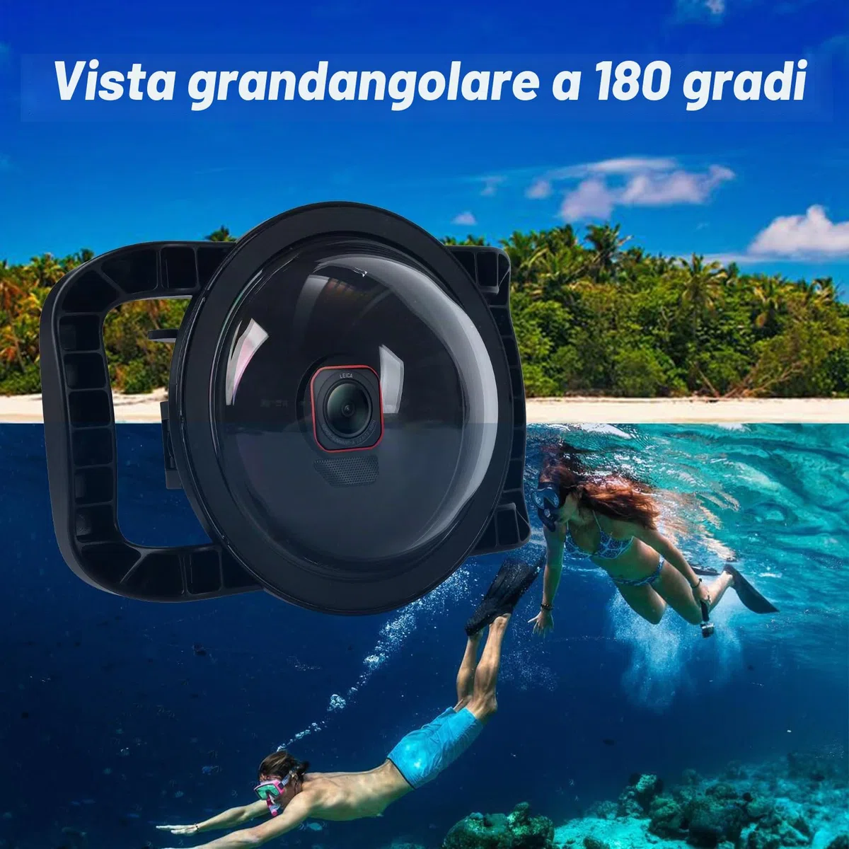 Porta a cupola subacquea per Insta360 Ace Pro 2, obiettivo a cupola per fotocamera, sistema di chiusura a portello ben progettato, impermeabile fino a 30 m, custodia impermeabile per immersioni
