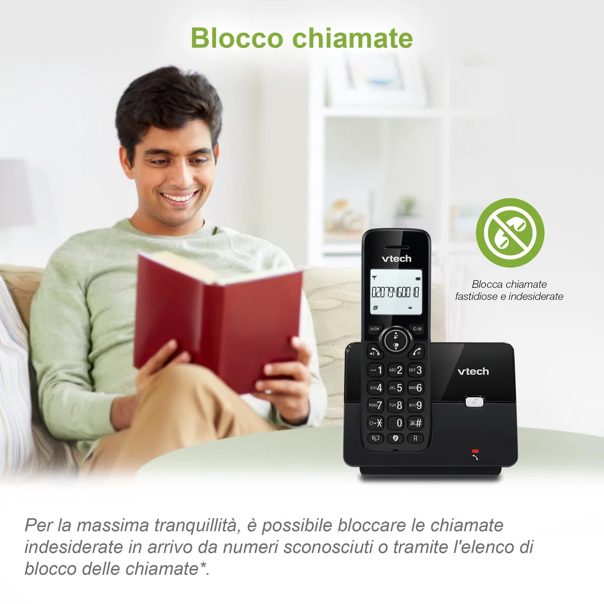 VTech CS2001 Telefono Cordless Casa duo con vivavoce e blocco chiamate, DECT Telefono fisso, identificatore di chiamate, display retroilluminato, tasti grandi, 30 Rubrica nomi e numeri, modalità ECO