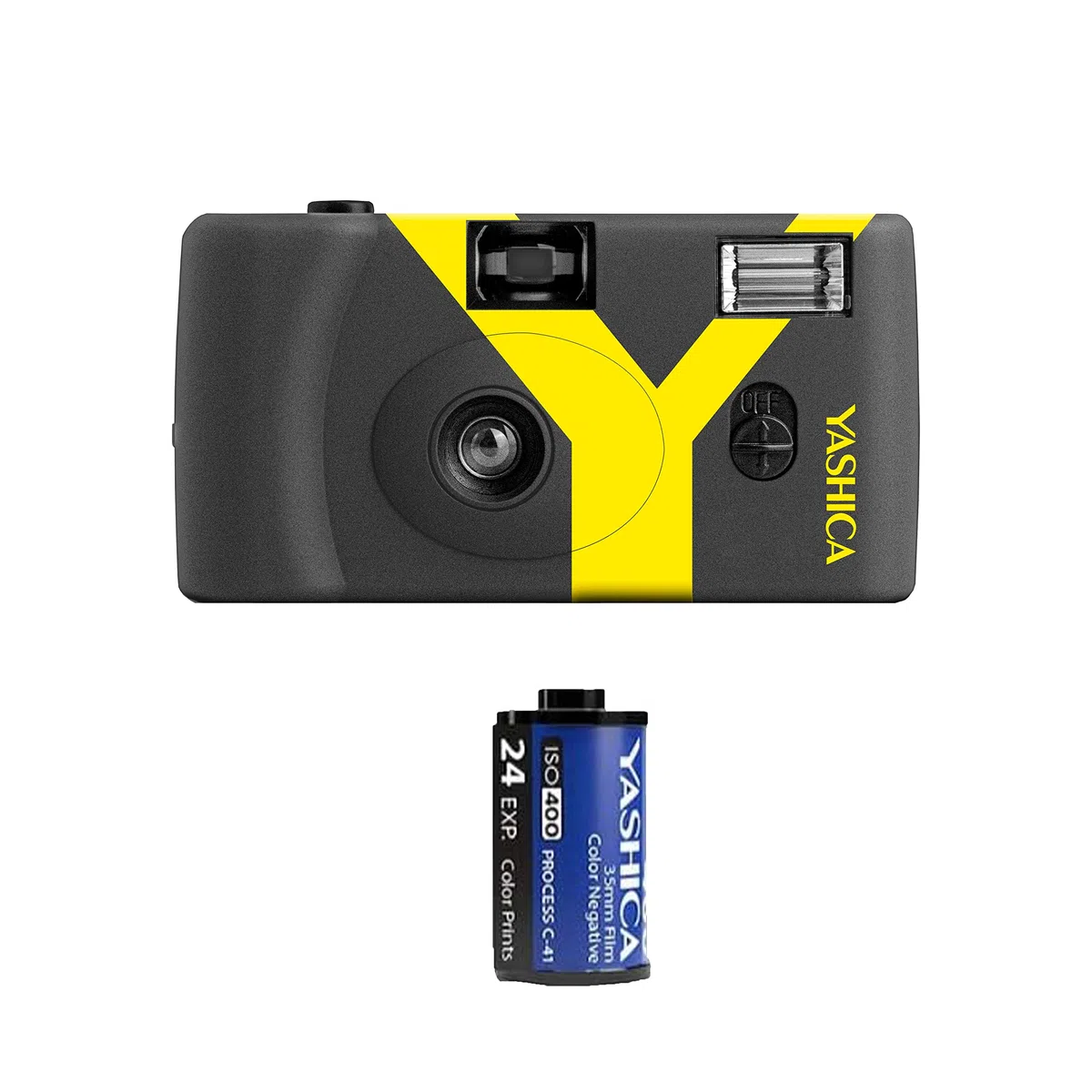 Yashica MF1Y grigio 35mm set di fotocamere (fotocamera + inserire pellicola + batteria + cinghia) una macchina fotografica ricaricabile SOSTENIBILE usa e getta