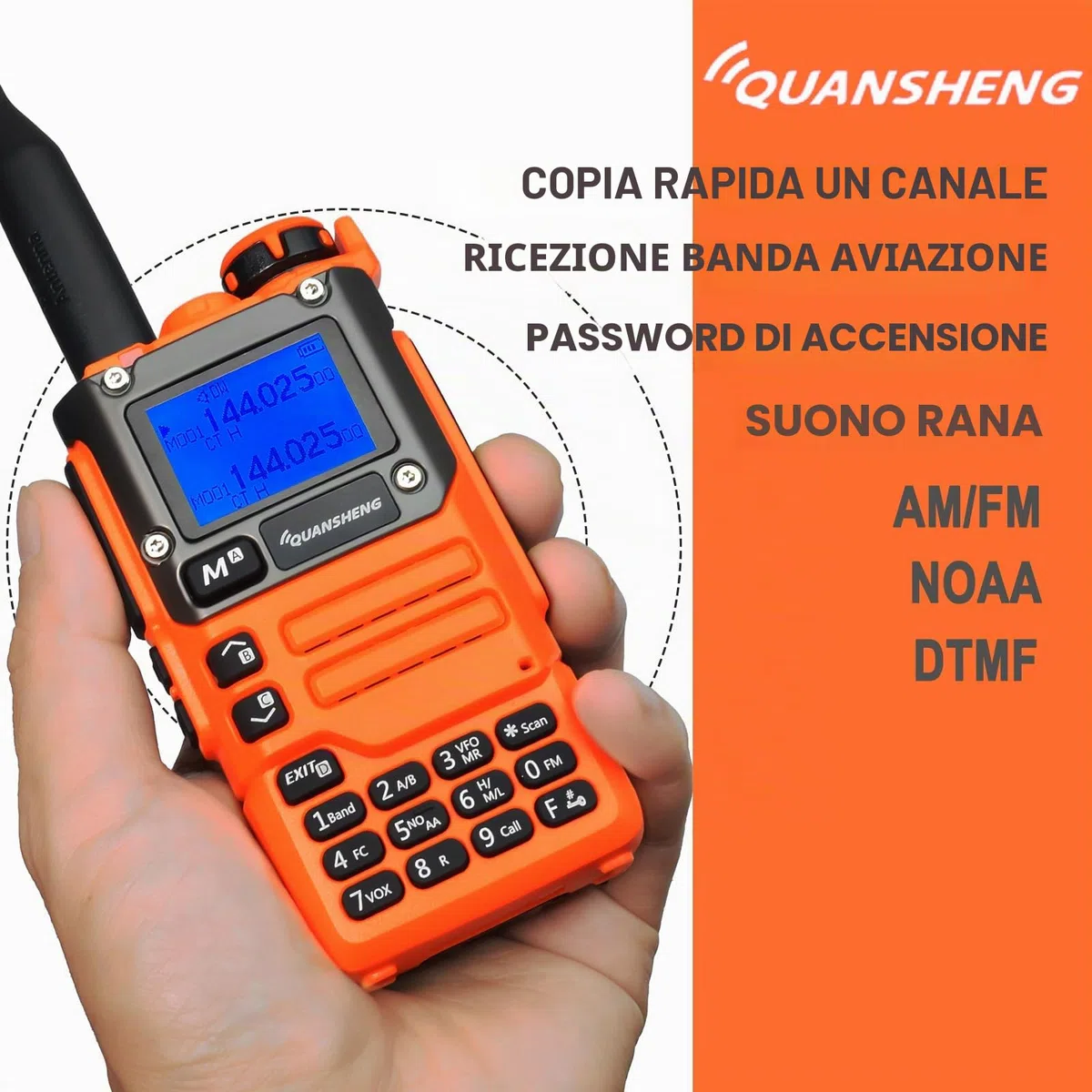 HYS Quansheng UV-K5(8) 5W Dual Band Walkie Talkie, UV-K6 (arancione) Radio a batterie ricaricabili, Radio ricetrasmittente VHF UHF (cuffia leggera, tappo per le orecchie)