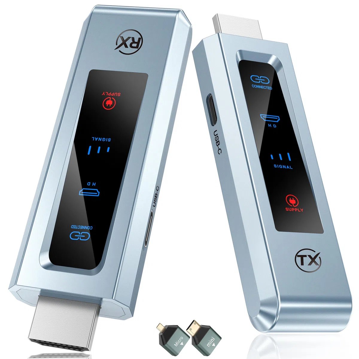 Trasmettitore e ricevitore HDMI wireless, 98 FT/30 m, connessione stabile, 2,4 G/5 G HDMI wireless con schermo LED, Plug & Play per streaming video audio file, laptop, PC a HDTV, proiettore.