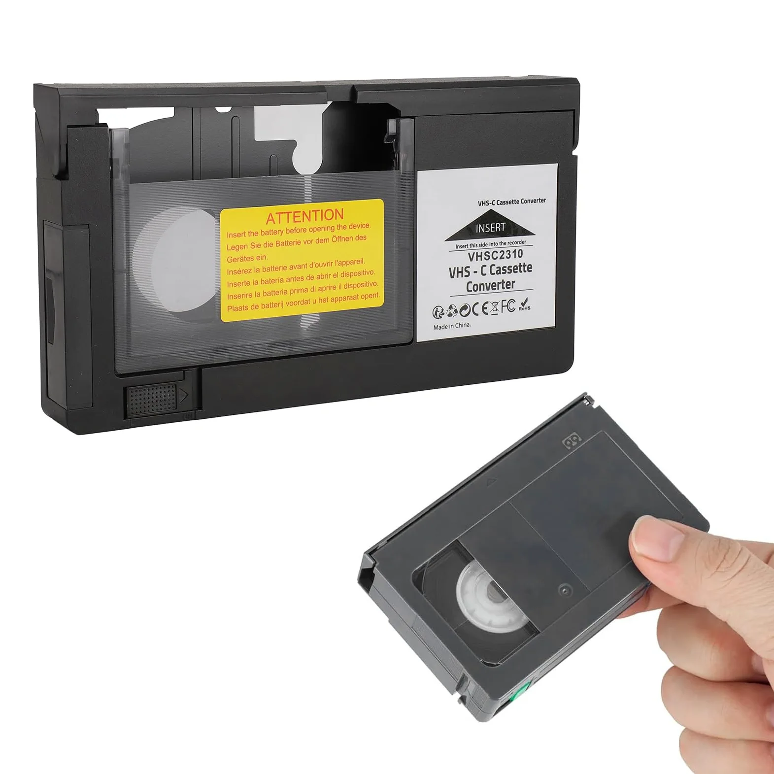 Nastri VHS C a VHS Adattatore per Cassette Videocamere per Riproduzione S VHS C e S VHS Registrazione Convertitore Adattatore per Videocassette, Inclusi Nastri Standard da 1,2 Mm