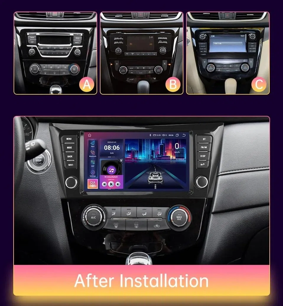 Radio Macchina Touch Screen per Nissan X-Trail 3 T32 Qashqai J11 2 2014-2020 Wireless Carplay Android Auto Stereo Auto Bluetooth Ips con Pantalla Táctil con Gps, 8 Nucleo 6G+128G