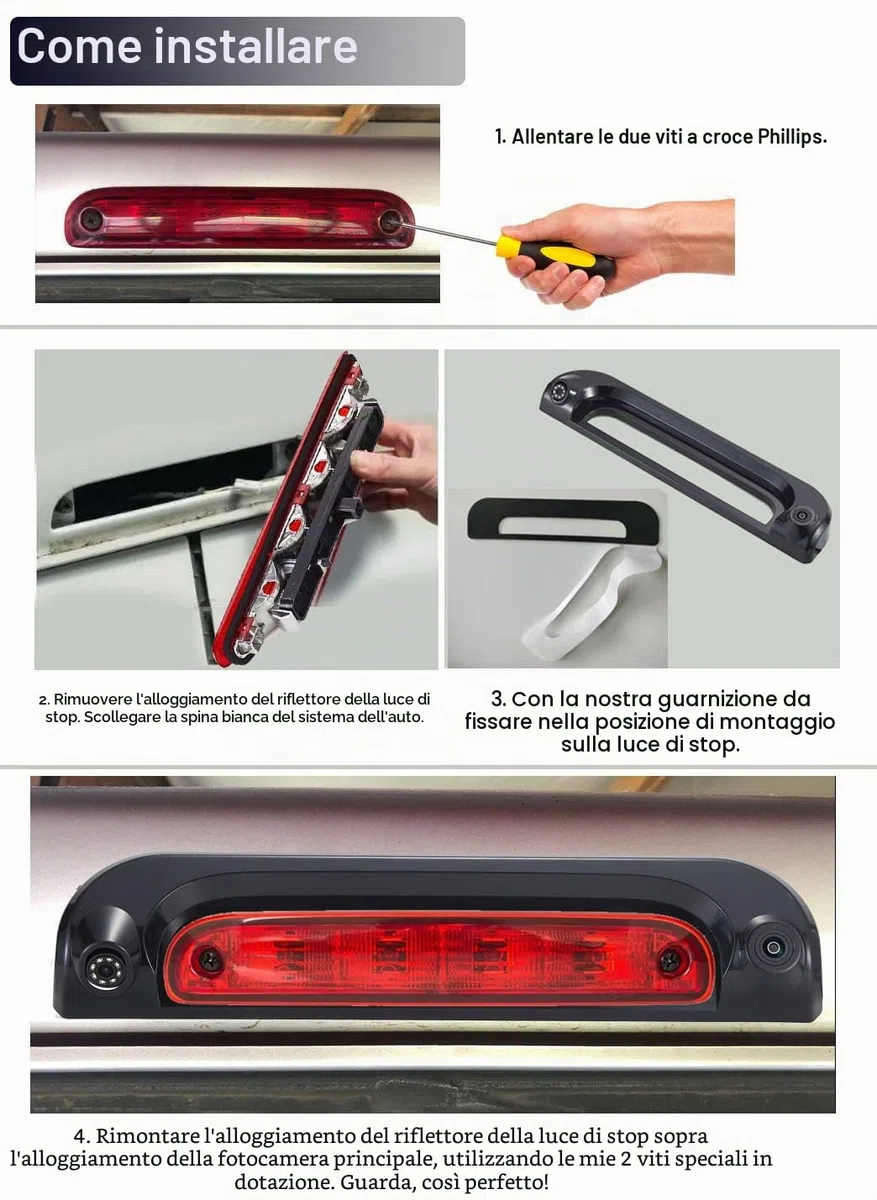 Telecamera posteriore super grandangolare HD doppia telecamera di parcheggio per Citroen Jumper/Fiat Ducato E-Ducato Maxi Van L3H2/VAN WEZEL/Opel Movano/Peugeot Boxer