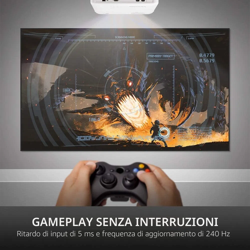 Viewsonic Videoproiettore DLP per home cinema UHD PX701-4K (4K, 3.200 ANSI lumen, 2x HDMI, altoparlante da 10 Watt, zoom ottico 1,1x, HDR) bianco