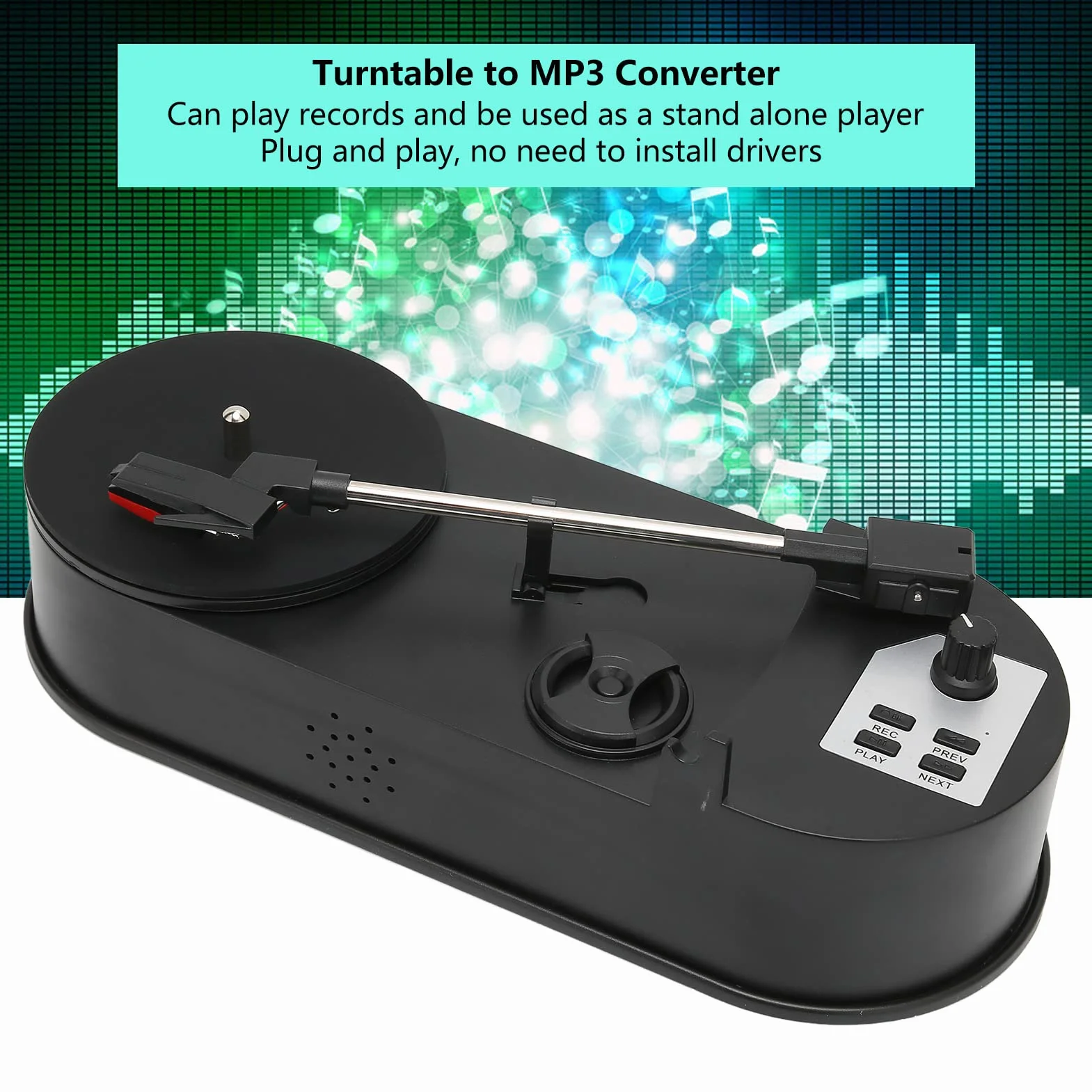 Giradischi in Vinile, Supporta La Conversione di Dischi in Vinile in MP3, Plug and Play, Giradischi Portatile Professionale USB 2.0 per Gli Amanti Della Musica
