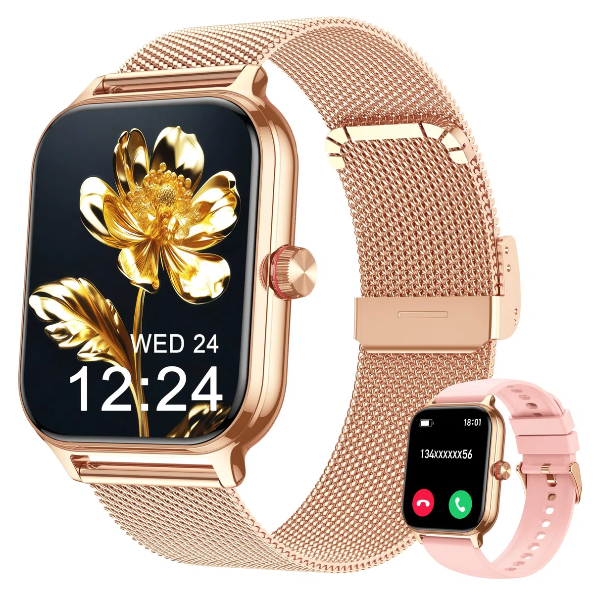 LODIMEKE Smartwatch Pressione Sanguigna e Chiamate, 1.96" Orologio Uomo Donna Fitness con Cardio Contapassi Sonno, 100+ Modalità Sportive, Sveglia e Calcolatrice, AI Assistente, Regalo per iOS Android