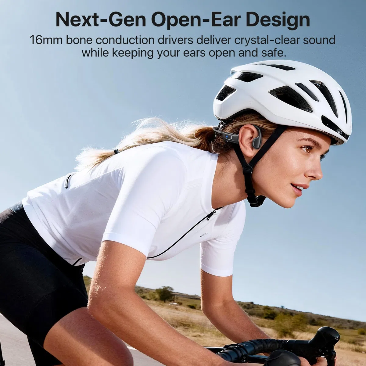 Cuffie a conduzione ossea, cuffie wireless a orecchio aperto, 10 ore di riproduzione, Bluetooth 5.4, cuffie sportive leggere con connessione stabile, cuffie da corsa a prova di sudore, per allenamento