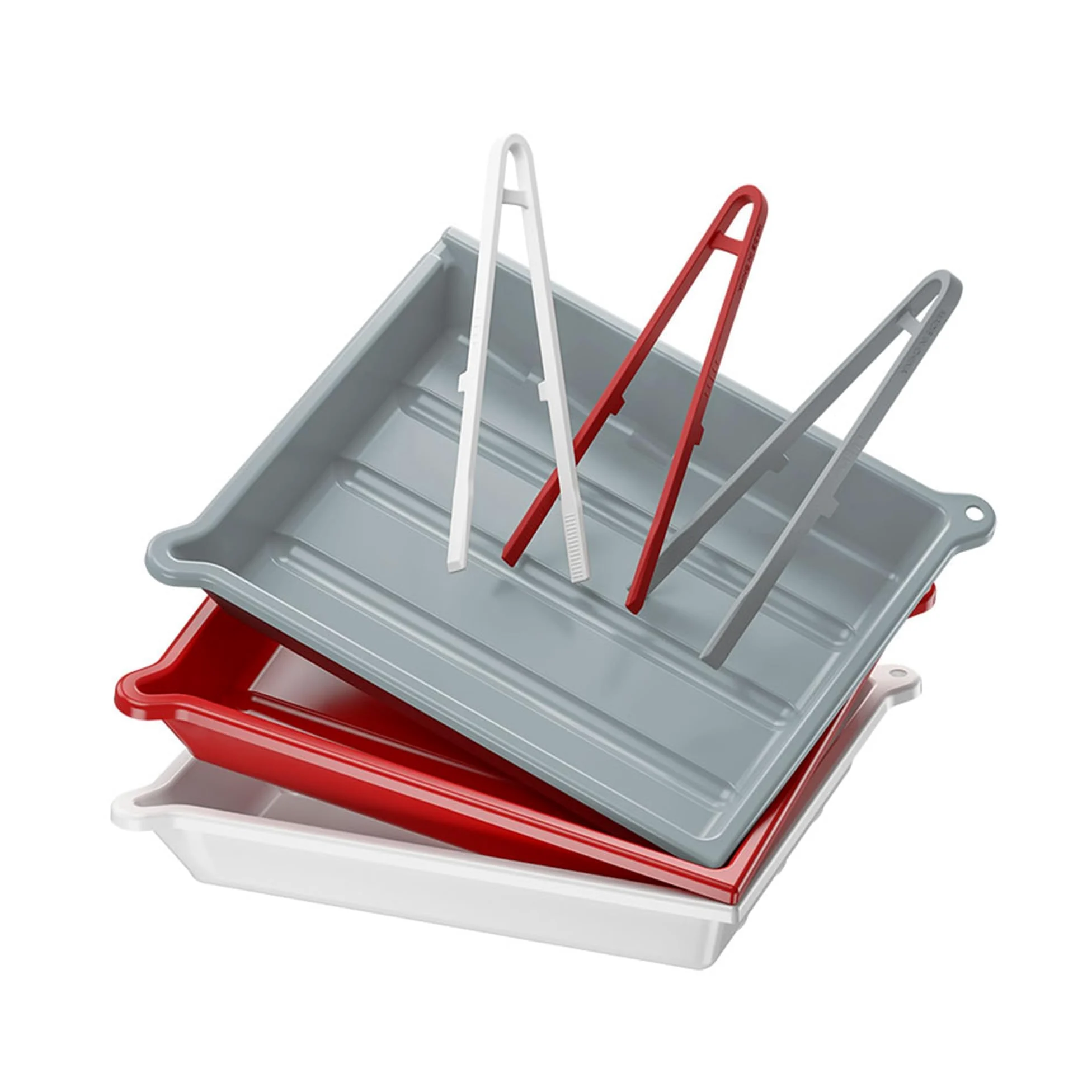 JJC Darkroom - Vassoio per lo sviluppo di pellicole per stampa fotografica con clip in silicone, porta di drenaggio e scomparto per termometro, 33,4 x 38,4 cm, 33,4 x 38,4 cm, bianco, rosso, grigio