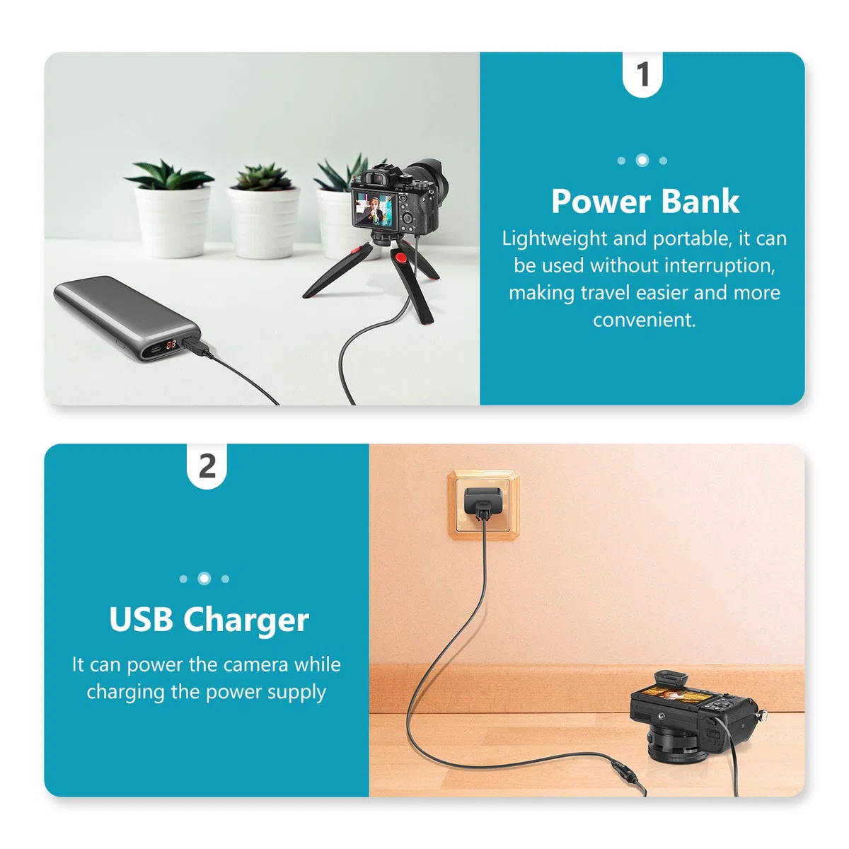 NEEWER DC Accoppiatore di ricambio per NP-FW50 Batteria Factice Adattatore di alimentazione con cavo USB compatibile con Sony A7 A7R A7S A7II A7RII A7SII A6500 A6400 A6300 A6100 A6000 NEX5 NEX7 ecc.