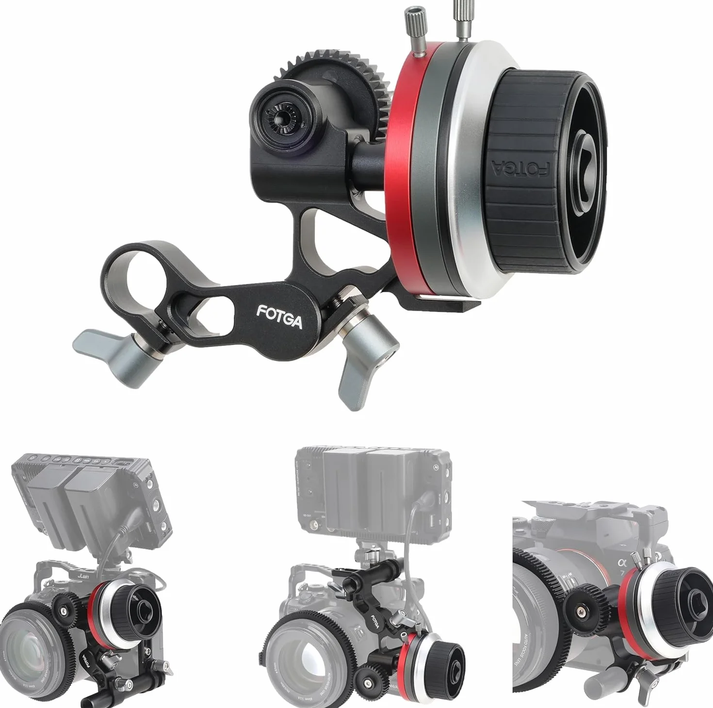 Hersmay Mini Follow Focus in metallo con A/B Stop, leva di messa a fuoco, compatibile con 15 mm, Rod Rail Rig, ammortizzazione, volantino senza scivolo, per fotocamera DSLR mirrorless