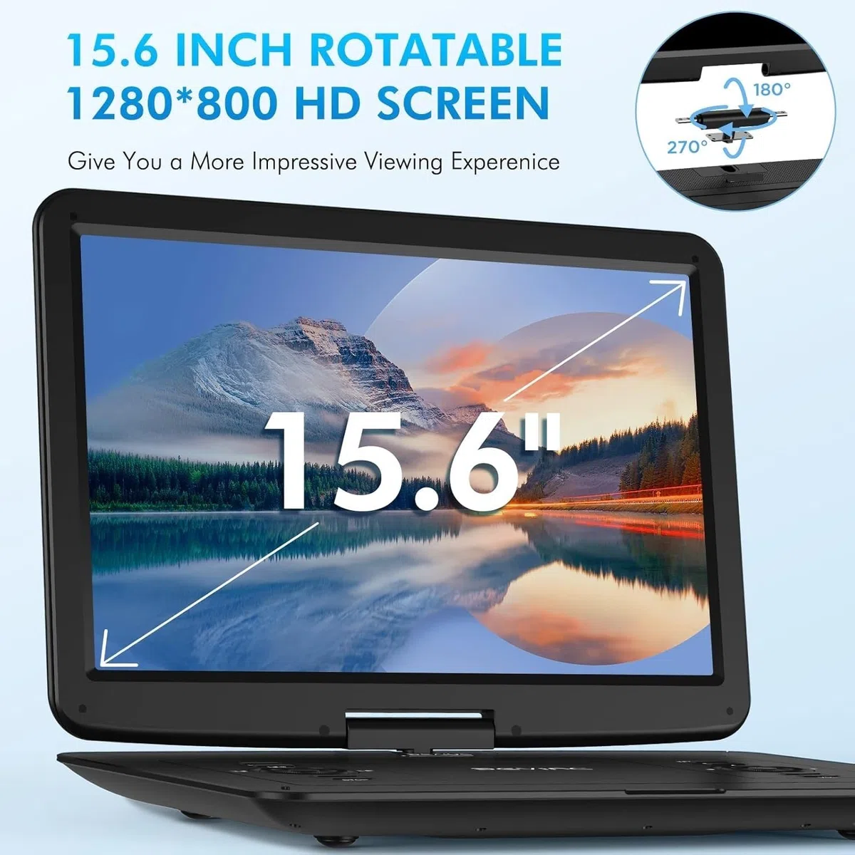 Lettore DVD Portatile, Lettore DVD portatile da 17,9" con schermo girevole HD 15,6"