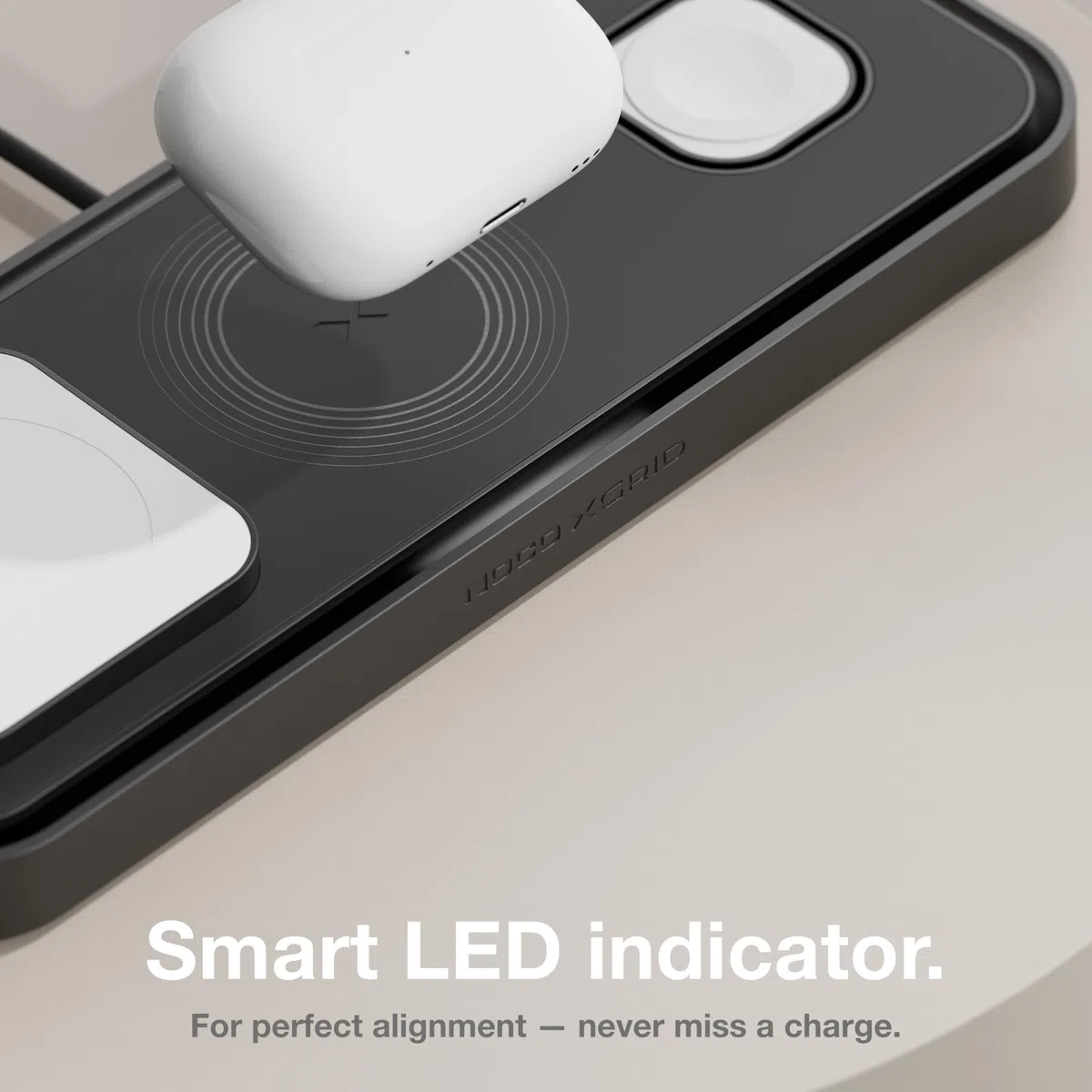 NOCO XGrid XDP3: Base di Ricarica Wireless 3-in-1 – Stazione di Ricarica per iPhone, Apple Watch e AirPods – Compatibile MagSafe, Certificata Qi2 – Con Caricatore USB-C 45W e Cavo da 2m