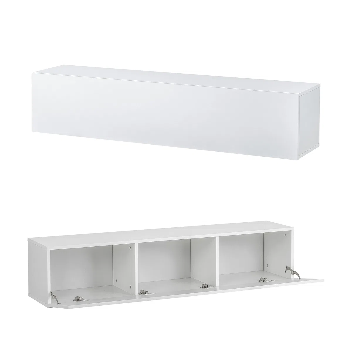 Baroni Home Mobile per Tv Sospeso con 3 Cassetti, Foro per Passaggio Cavi in MDF, Consolle Porta TV per Camera da Letto, Salotto, Cucina, Bianco, 140x33x30 cm