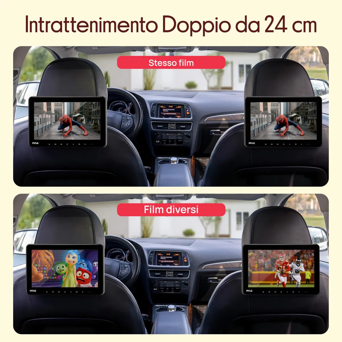 Pyle Schermo per Auto per Poggiatesta Auto 23,9 cm con Cuffie Wireless, Lettore Multimediale CD/DVD, HDMI, Schermo LCD Widescreen, Sistema Intrattenimento Audio/Video e Staffa di Montaggio