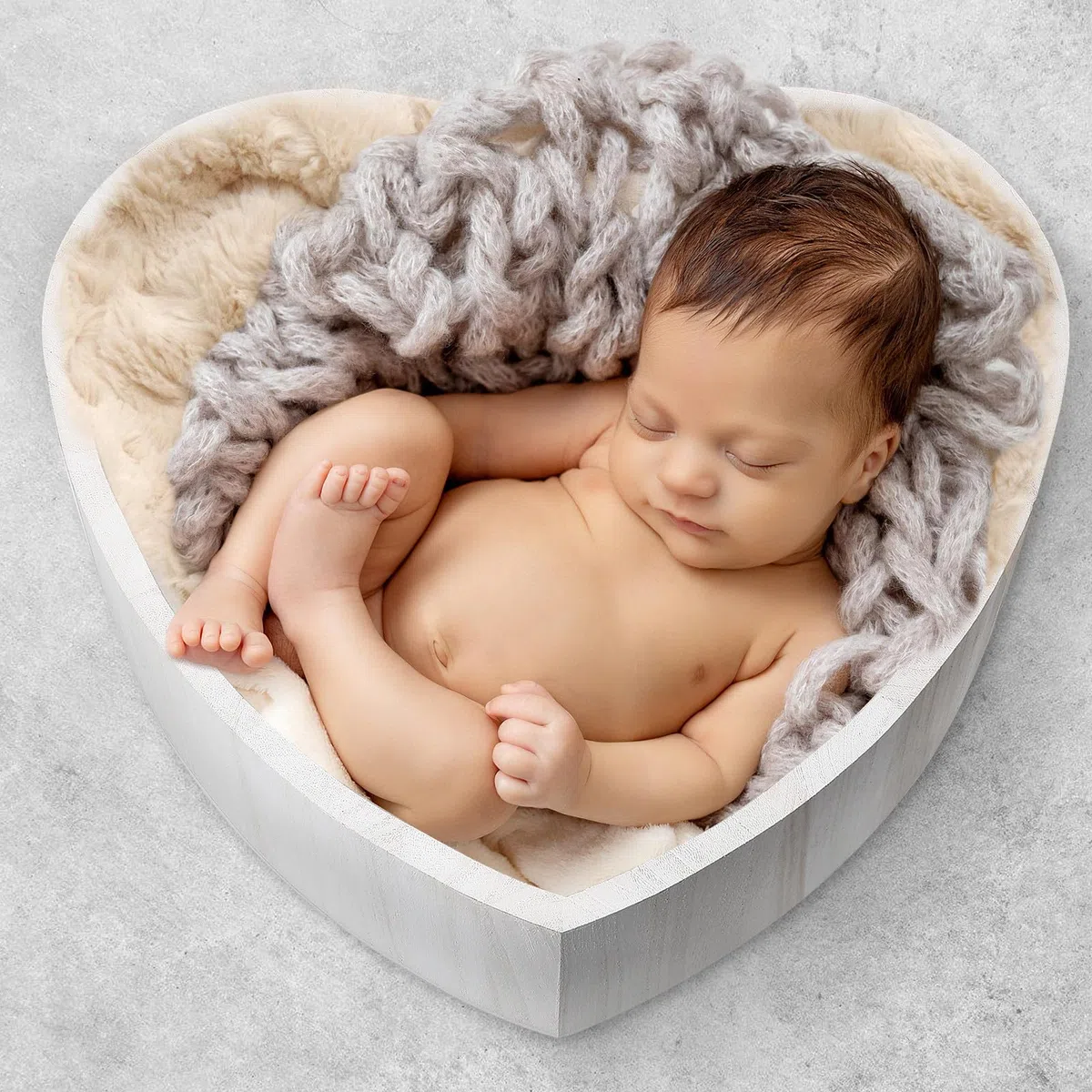 jojofuny Cestino per Ragazzo Ragazza a Forma di Cuore in Legno Bianco Leggero per Fotografia Newborn, Letto Compatto per Posa Ragazzo Ragazza e Accessorio per Studio Fotografico, Regalo