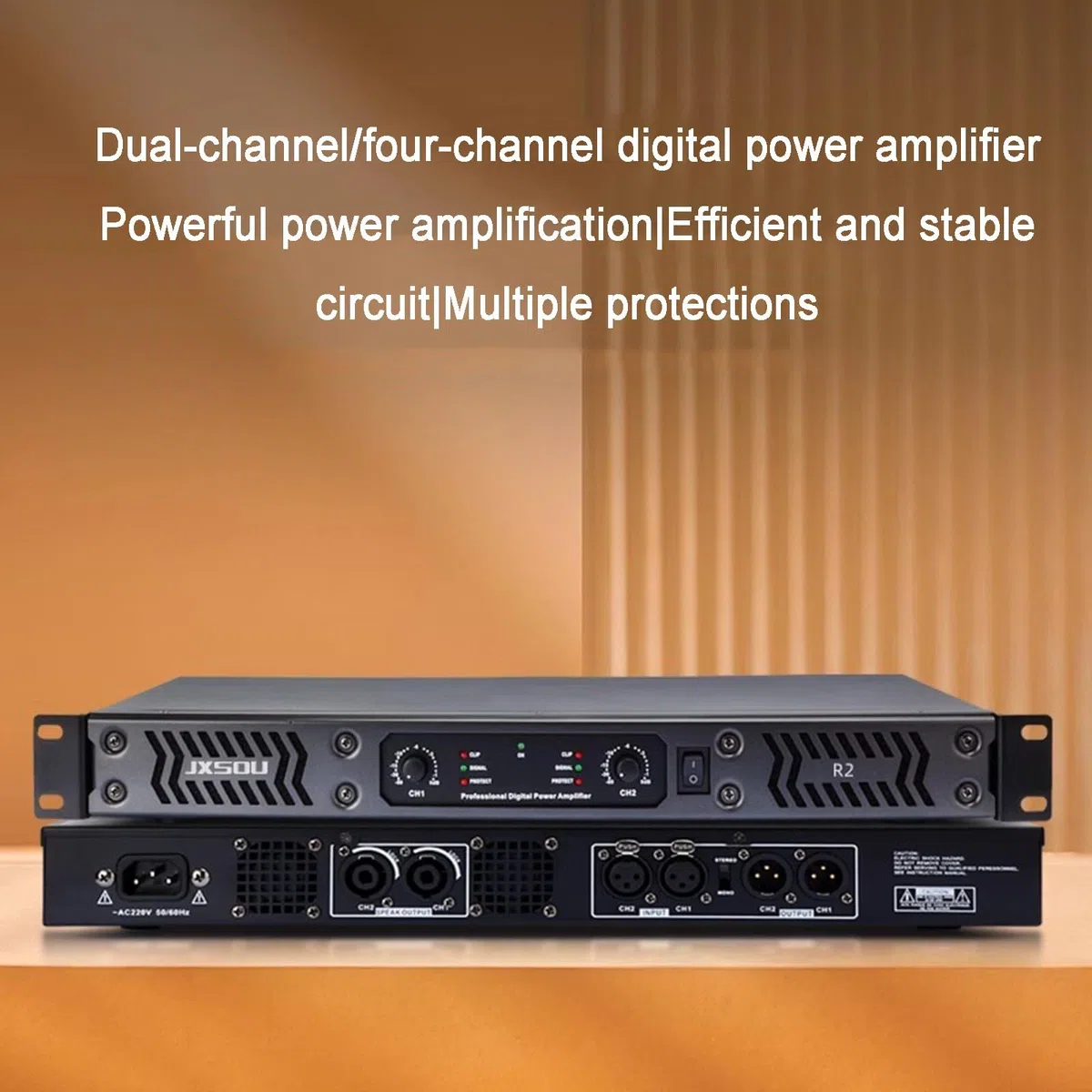 Amplificatore di potenza digitale professionale a 2/4 canali, 700 W, con luce LED + manopola volume, per casa, karaoke, altoparlanti teatrali