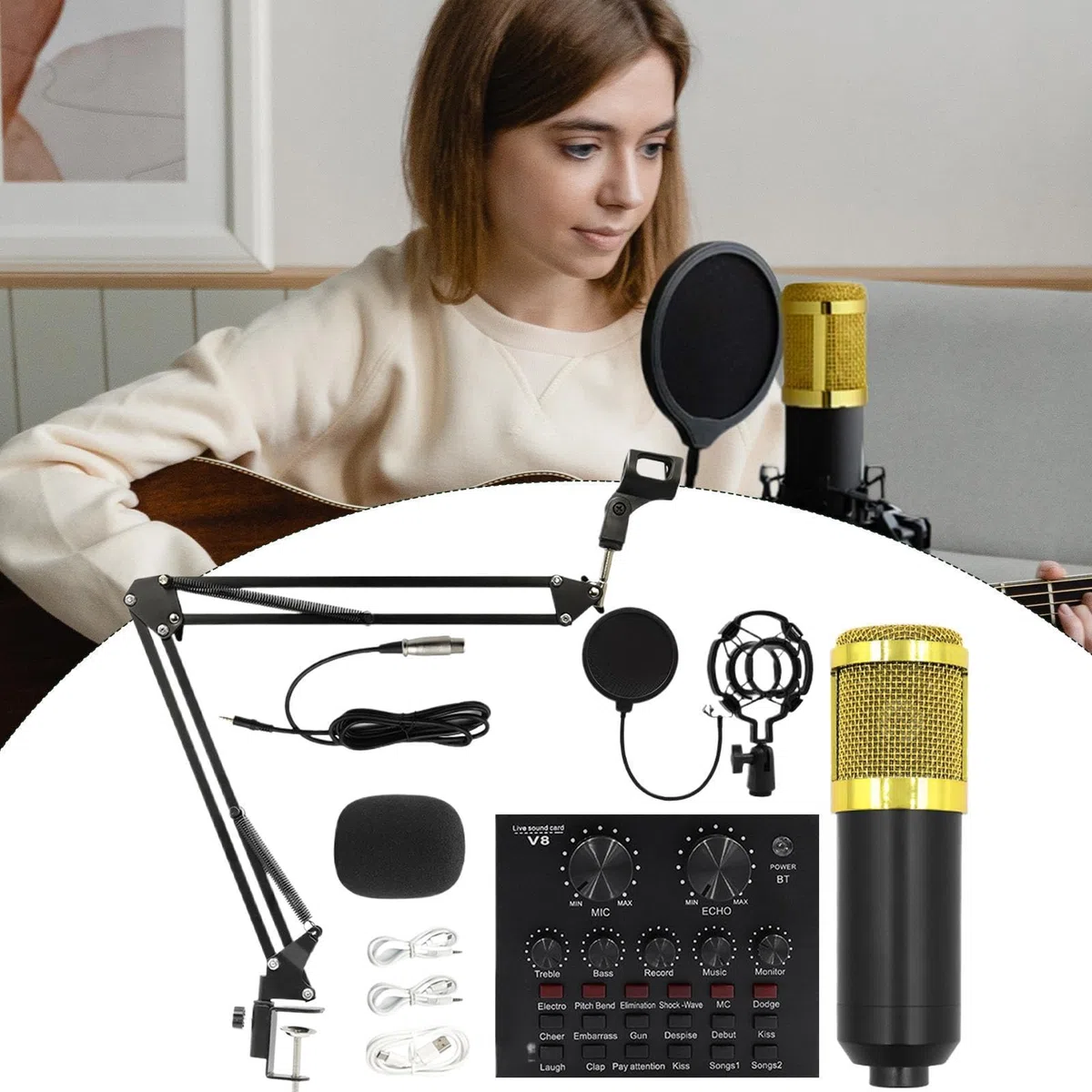 Attrezzatura Per Live Streaming Facile da Usare, Scheda Audio, Kit Audio, | Multiuso Kit Microfono Facile Per Streaming, Da Studio Di Registrazione Per Live