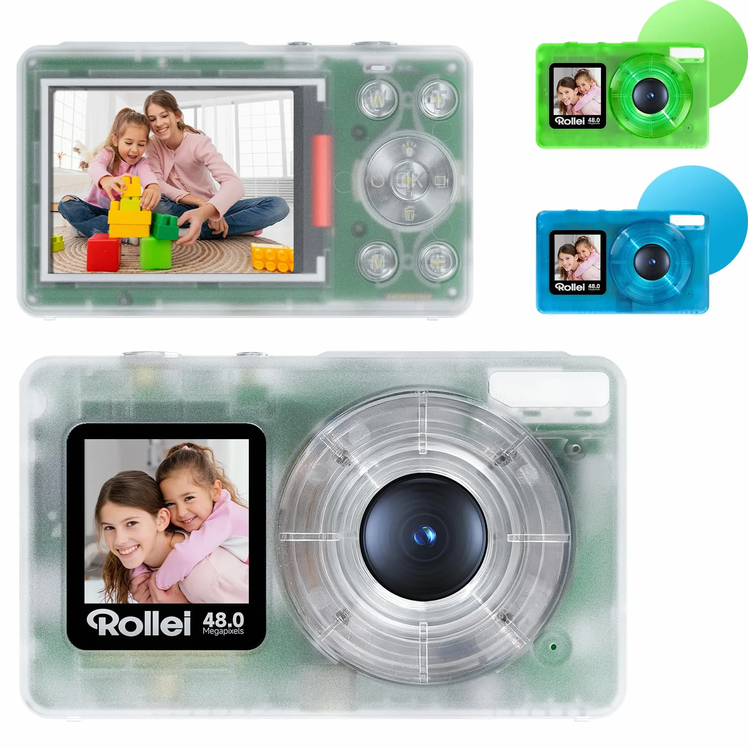 Macchina Fotografica Rollei Compactline Pocket Trasparente Fotocamera Digitale 48MP 4K con Doppio Schermo Zoom Digitale 18X Camera Compatta, Macchina-Fotografica-Digital-Fotocamera-Camera