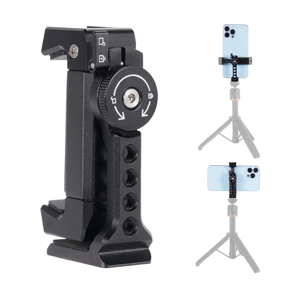 Accesorios Coche Porta Smartphone Supporto per Clip per Telefono in Metallo con Supporto per Scarpa Fredda per Rotazione del treppiede Staffa per Telefono per Action Cam per Smartphone(D)