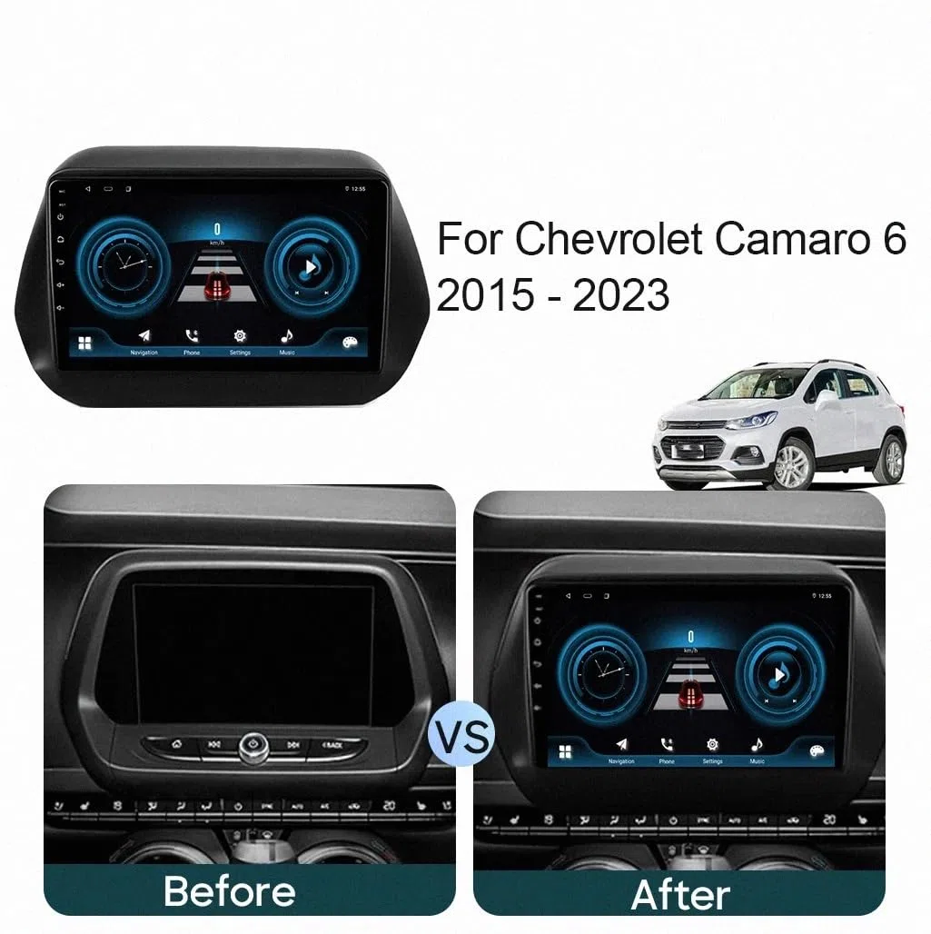 Autoradio Gps Navigation 2 Din per Chevrolet Camaro 6 2015-2023 Wireless Carplay Android Auto Stereo Auto Bluetooth Ips con Pantalla Táctil con Gps, 8 Nucleo 6G+128G