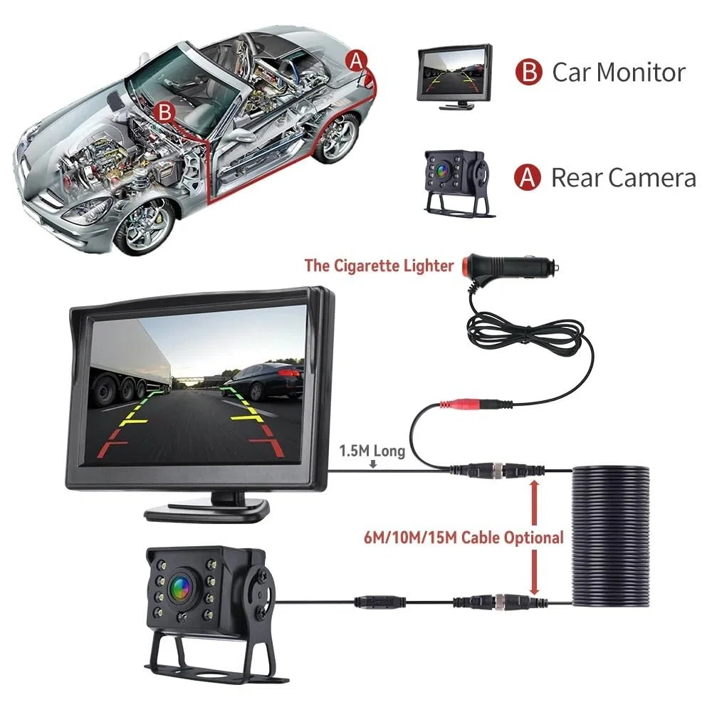 Telecamera Posteriore Per Camion Per Parcheggio | Posteriore per auto di backup universale con 4.3 o 5/7.(7inch 10M)