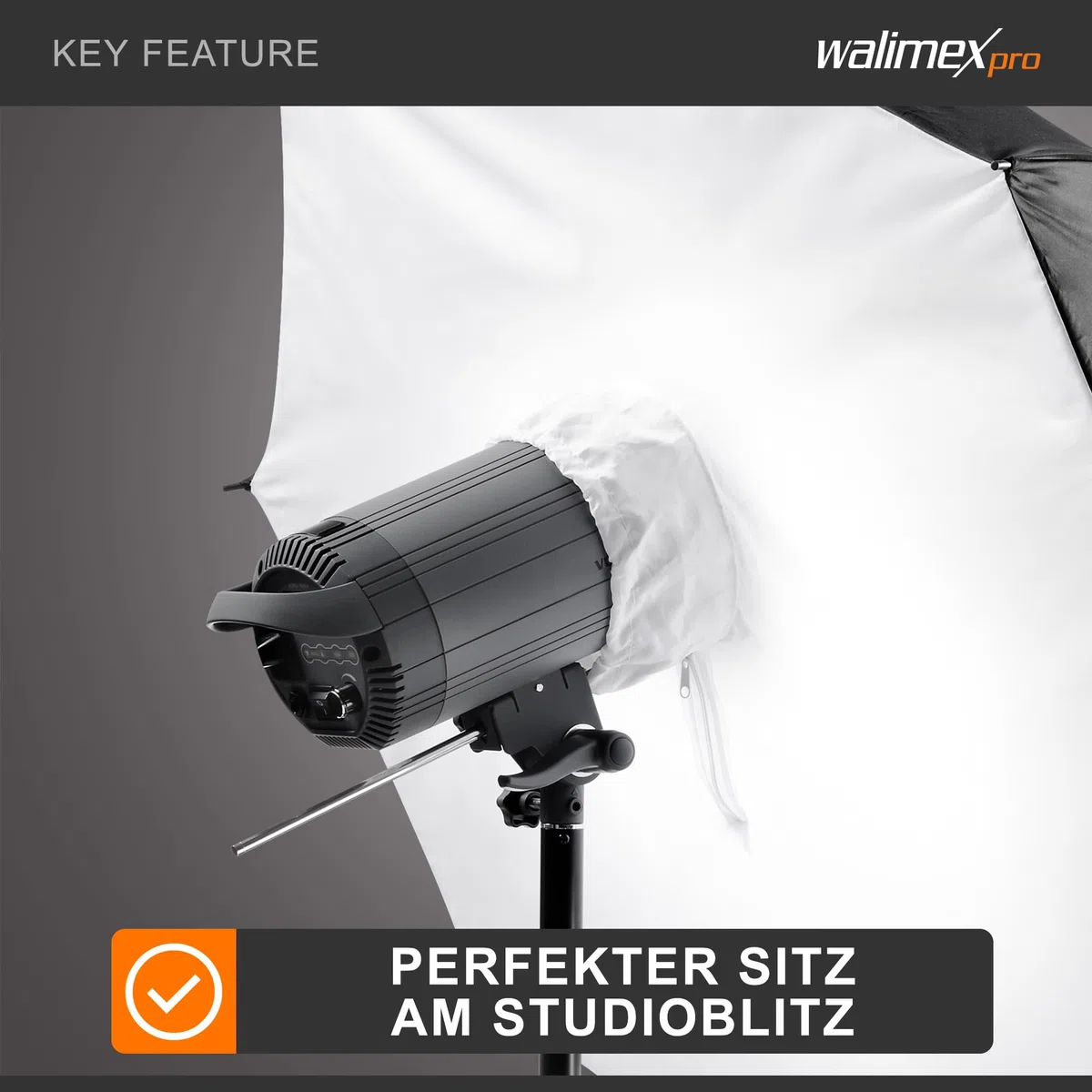 Walimex pro Riflettore softbox ombrello 109 cm - Soluzione professionale per riflessi ottimizzati nella fotografia di ritratti e prodotti con una vestibilità perfetta e una lavorazione di alta qualità