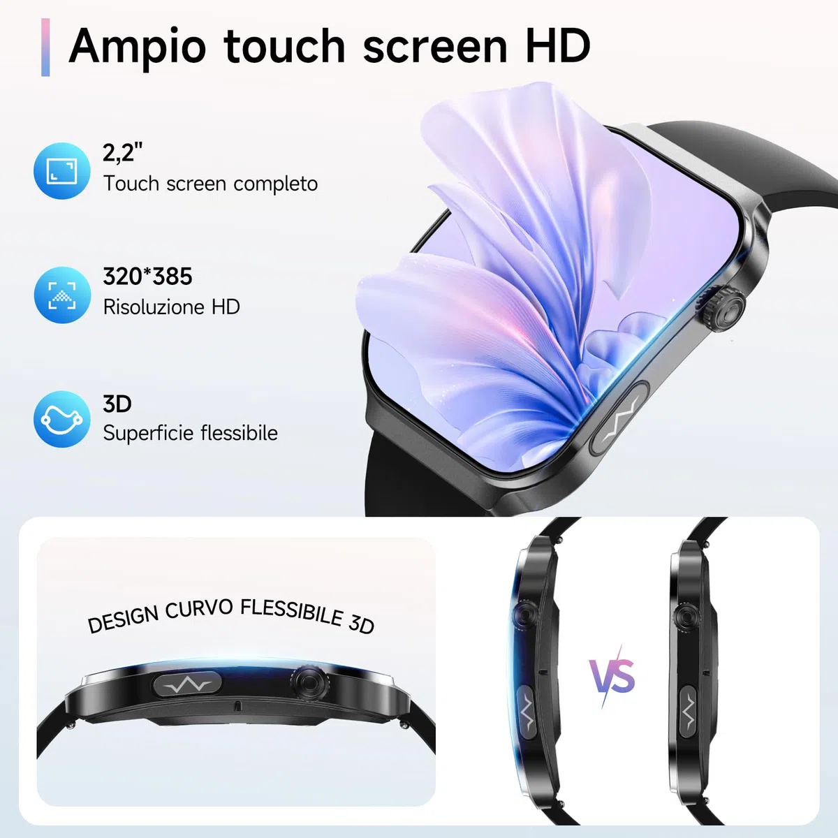2026 Nuovo Smartwatch con ECG, 2.2” Curvo Orologio Con Pressione Sanguigna/HRV/ SpO2/Acido Urico/Emozioni/Fatica/Sonno/Cardiofrequenzimetro Per Uomo Fitness Tracker,IP68 iOS Android