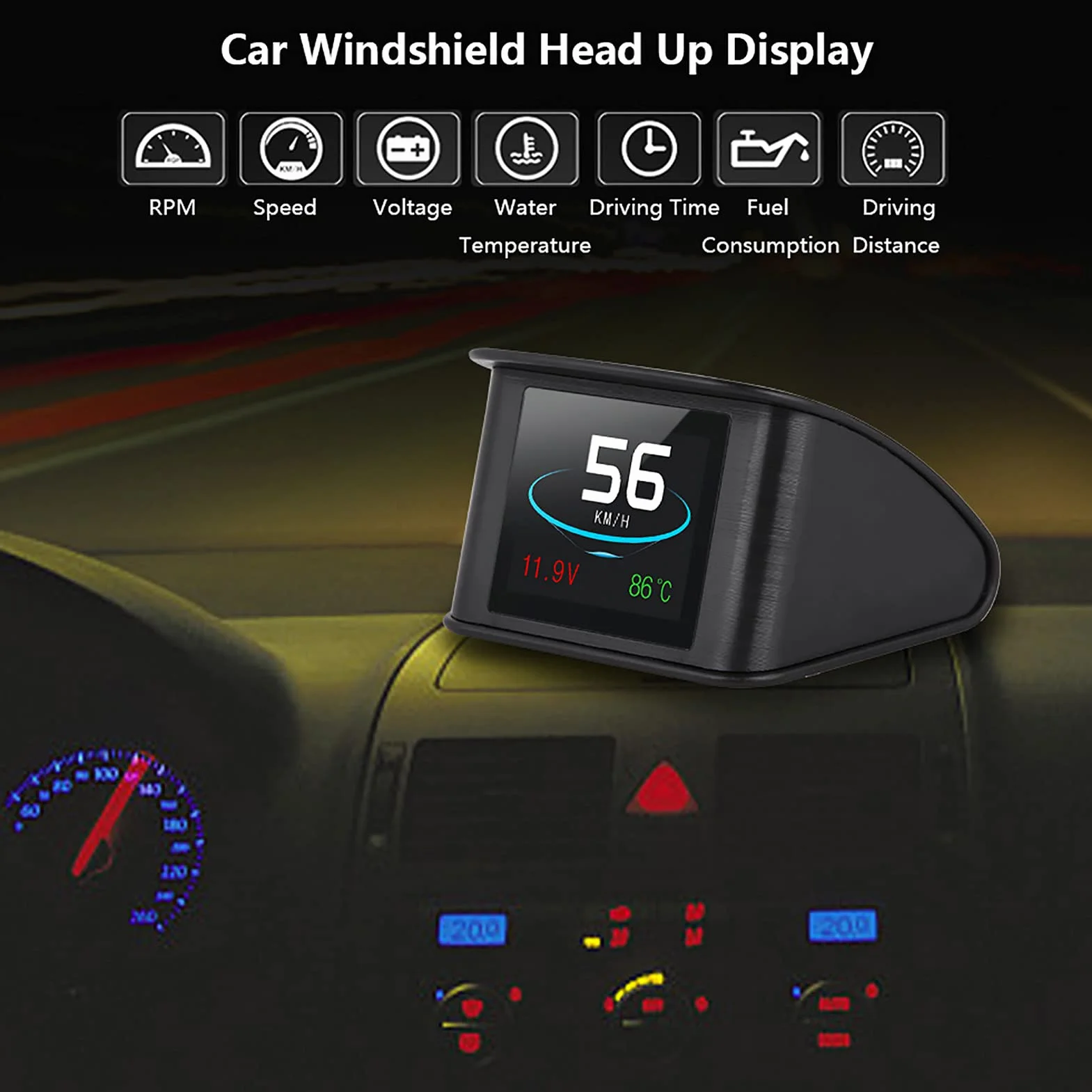 Obd Head Up Display P10 Hud Car Video P10 Universal Car Hud Head Up Display Obd2 Avviso velocità Rpm Consumo Carburante Proiettore