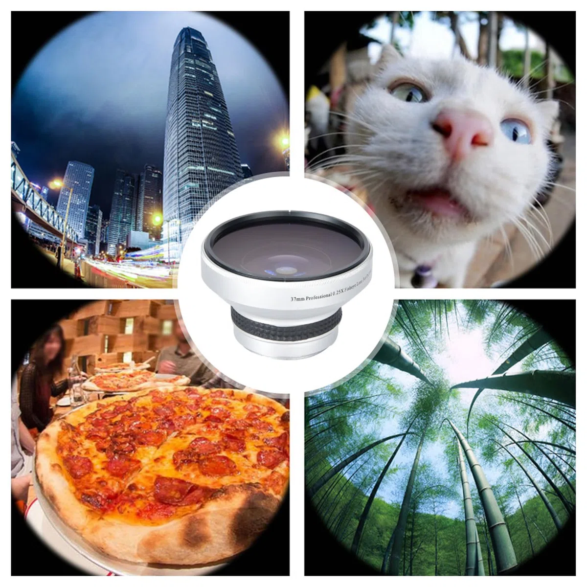 Argento Forte applicabilità 37mm 0.25X Super Fisheye Lente aggiuntiva per obiettivi per fotocamera calibro 37mm Obiettivo fotografico per fotocamera, è per obiettivo per