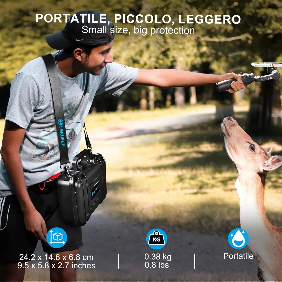 LEKUFEE Valigia Rigida Impermeabile e Portatile per DJI Osmo Mobile 8,Osmo Mobile 7P/7,Stabilizzatore Gimbal,DJI Mic 3/2/Mic Mini e Altri Accessori (Solo Custodia)