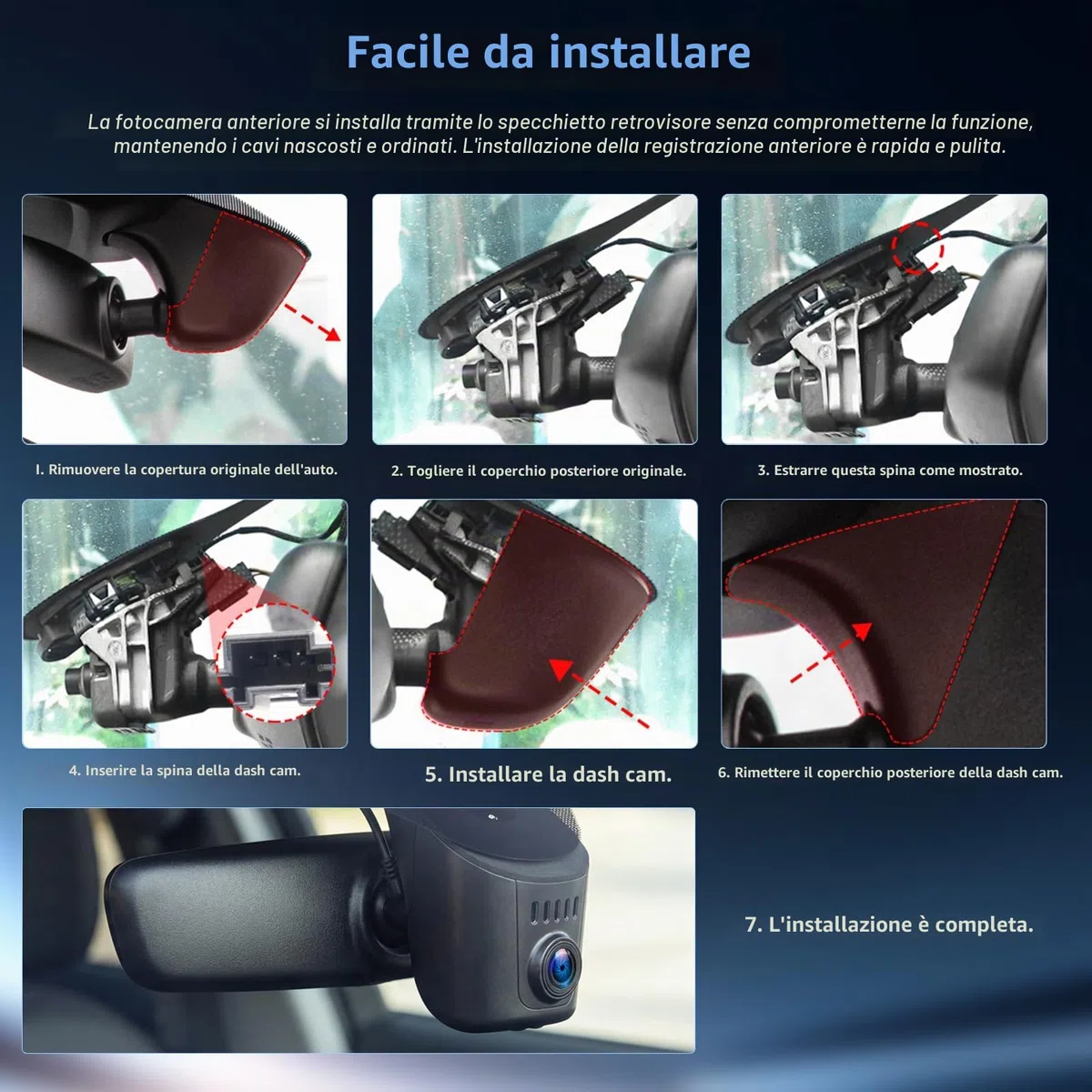 Dashcam Per Audi 2019-2026, Audi A4/A6 Allroad/A3 A5 Q5 S4 S6 Q7 A8 S8 TT A7 S5 Q3 S3 S7 RS3 RS5 RS6 E-tron DashCam 4K con WiFi di Qualità OEM, App Controllo, Funzione di Visione Notturna, Sensore G