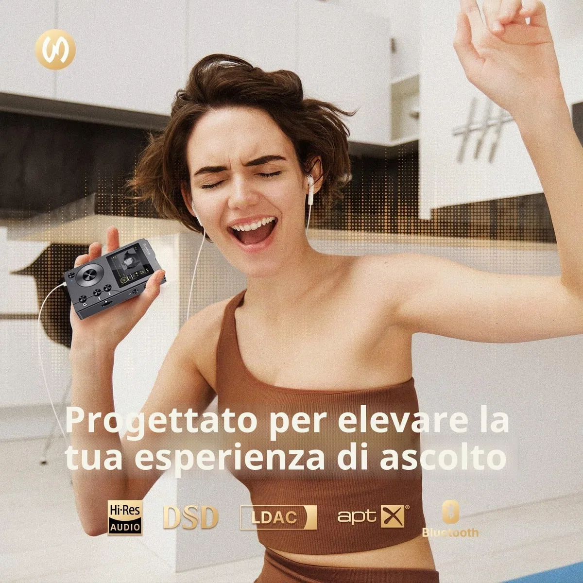 Surfans F20 Lettore MP3 con Bluetooth, lettore musicale audio digitale ad alta risoluzione DSD senza perdita, lettore audio portatile scheda di memoria da 64 GB, supporto fino a 512 GB