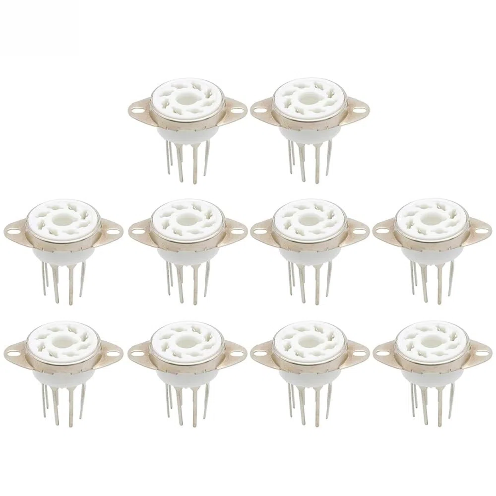 Zoccoli in Ceramica, 8 Pin K8A Zoccoli in Ceramica Ottale for Valvole Base Perni Lunghi for KT88 KT66 6SN7 5AR4 GZ34 5881 6V6 5U4G 6550 6J7 6SJ7 AMP Fai da Te(Tin Plated 10pcs)
