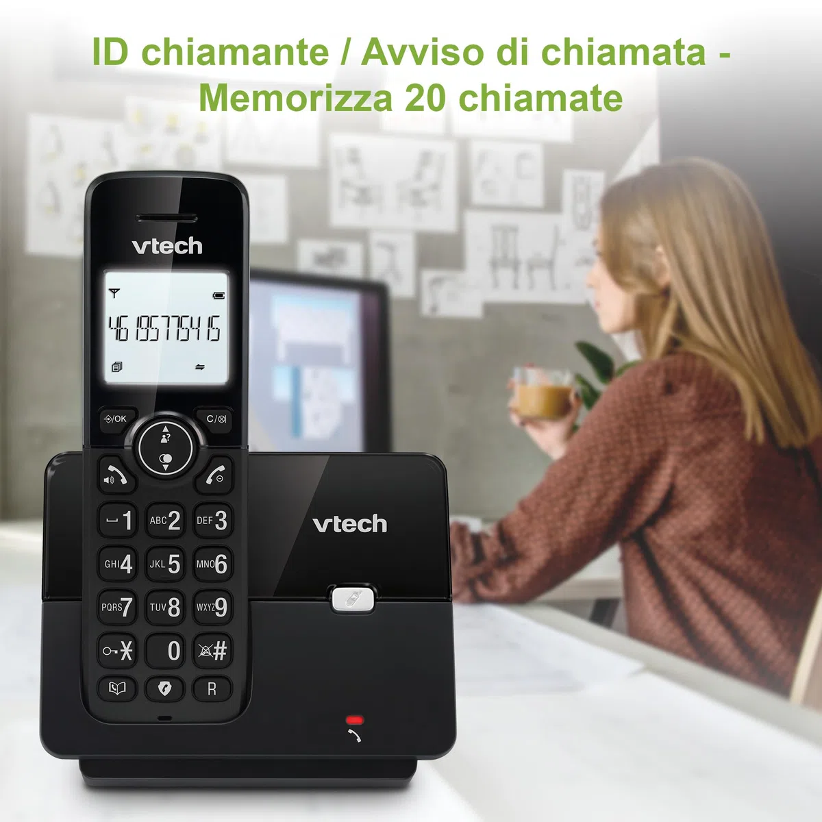 VTech CS2001 Telefono Cordless Casa duo con vivavoce e blocco chiamate, DECT Telefono fisso, identificatore di chiamate, display retroilluminato, tasti grandi, 30 Rubrica nomi e numeri, modalità ECO