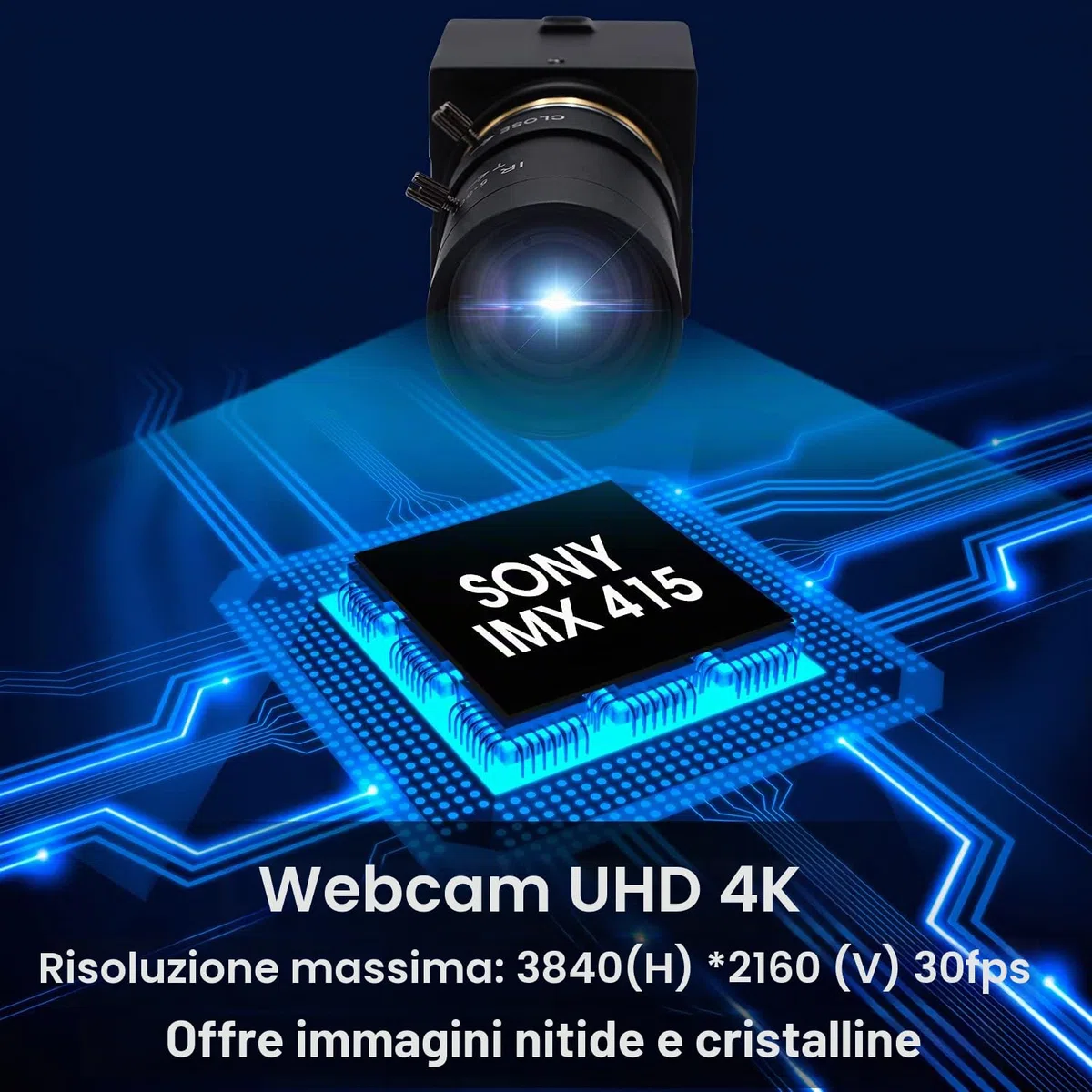 Svpro 4K HD Webcam con obiettivo varifocal 5-50mm, fotocamera USB con zoom ottico 10X con sensore Sony IMX415, fotocamera ad alta definizione 3840x2160@30fps per Windows Linux Andorid MAC OS