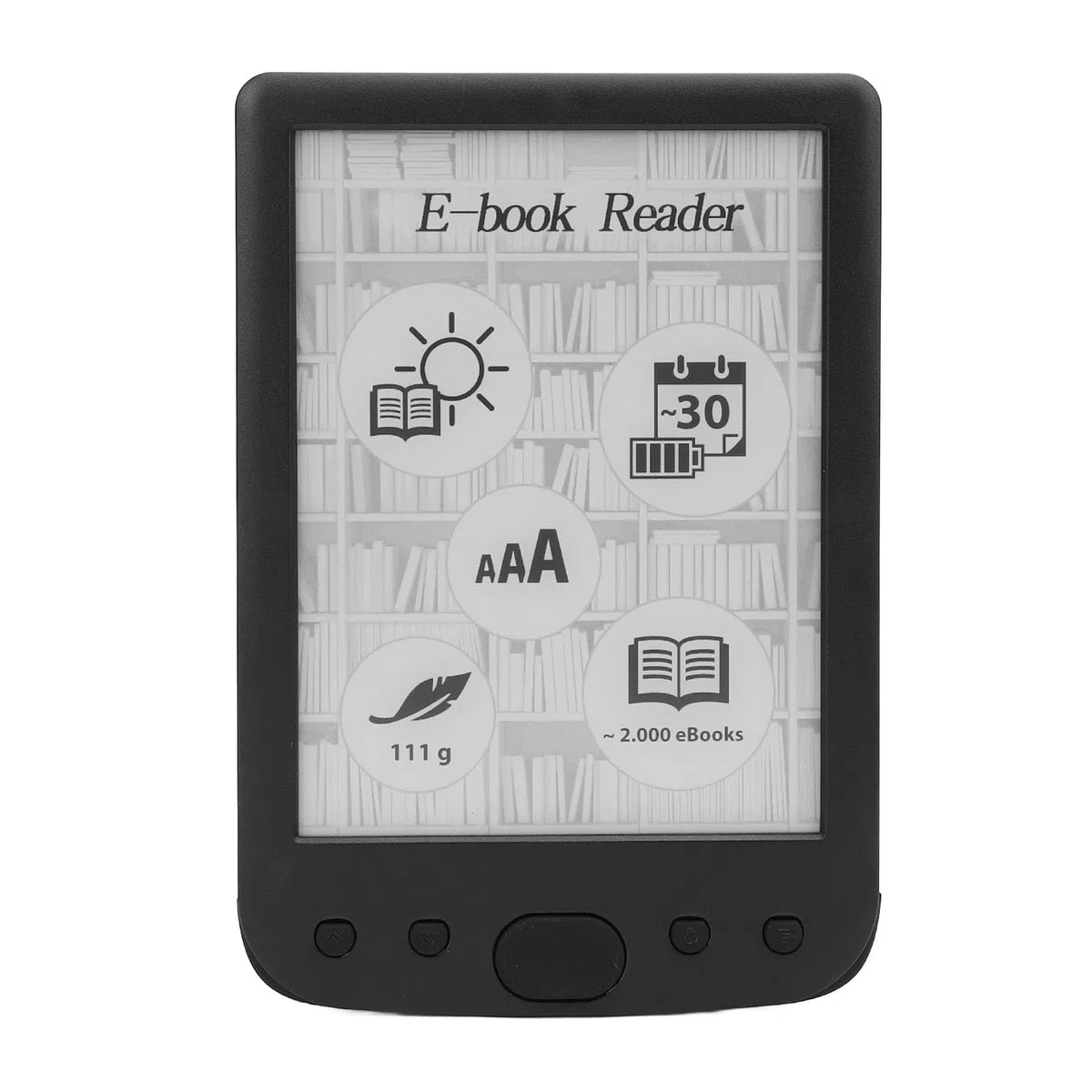 Generic Lettore di Libri Elettrico Portatile Digitale Schermo da 6" Impugnatura Comoda Durata della Batteria di Lunga Durata per gli Appassionati di Lettura