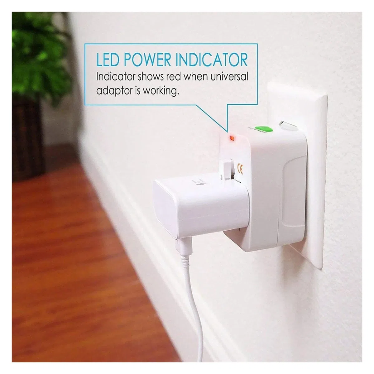 Adattatore universale AU/US/UK/EU con 2 porte USB-C | Adattatore da viaggio con prese AU/US/UK/EU. Include 2 porte USB-C. Certificato CE.(Black 2USB)