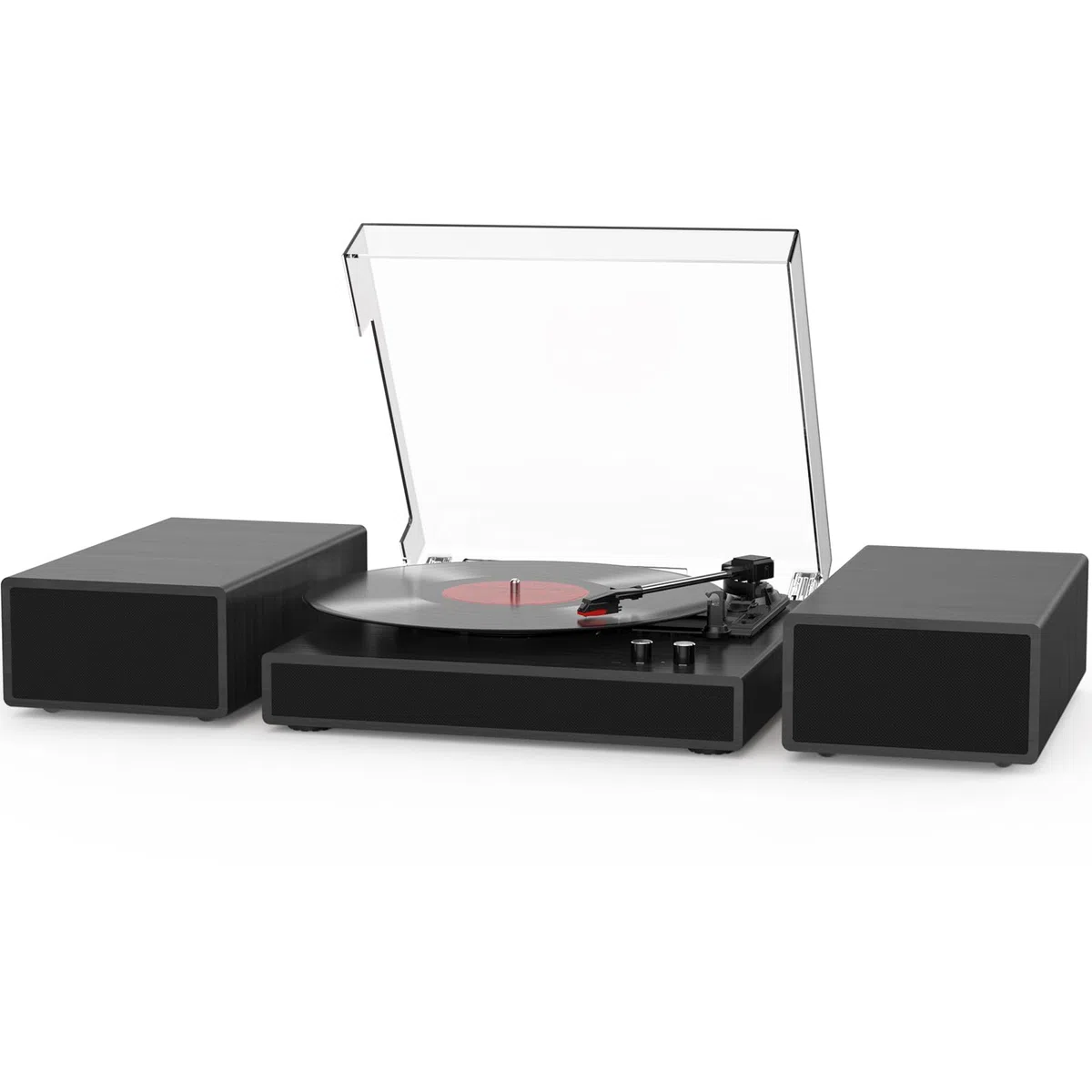 Giradischi vintage con doppio altoparlante stereo esterno, supporto per la riproduzione wireless Bluetooth, supporto per la riproduzione a 3 velocità, 33 1/3, 45, 78 giri/min, per vinile con uscita