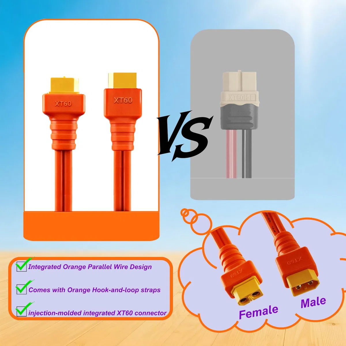 XT60 - Cavo di prolunga XT60, 3,5 m/6,3 m, 12 AWG, XT60, con connettore maschio a femmina, per centrali elettriche portatili, pannelli solari, generatori solari e batterie RC (5 m)