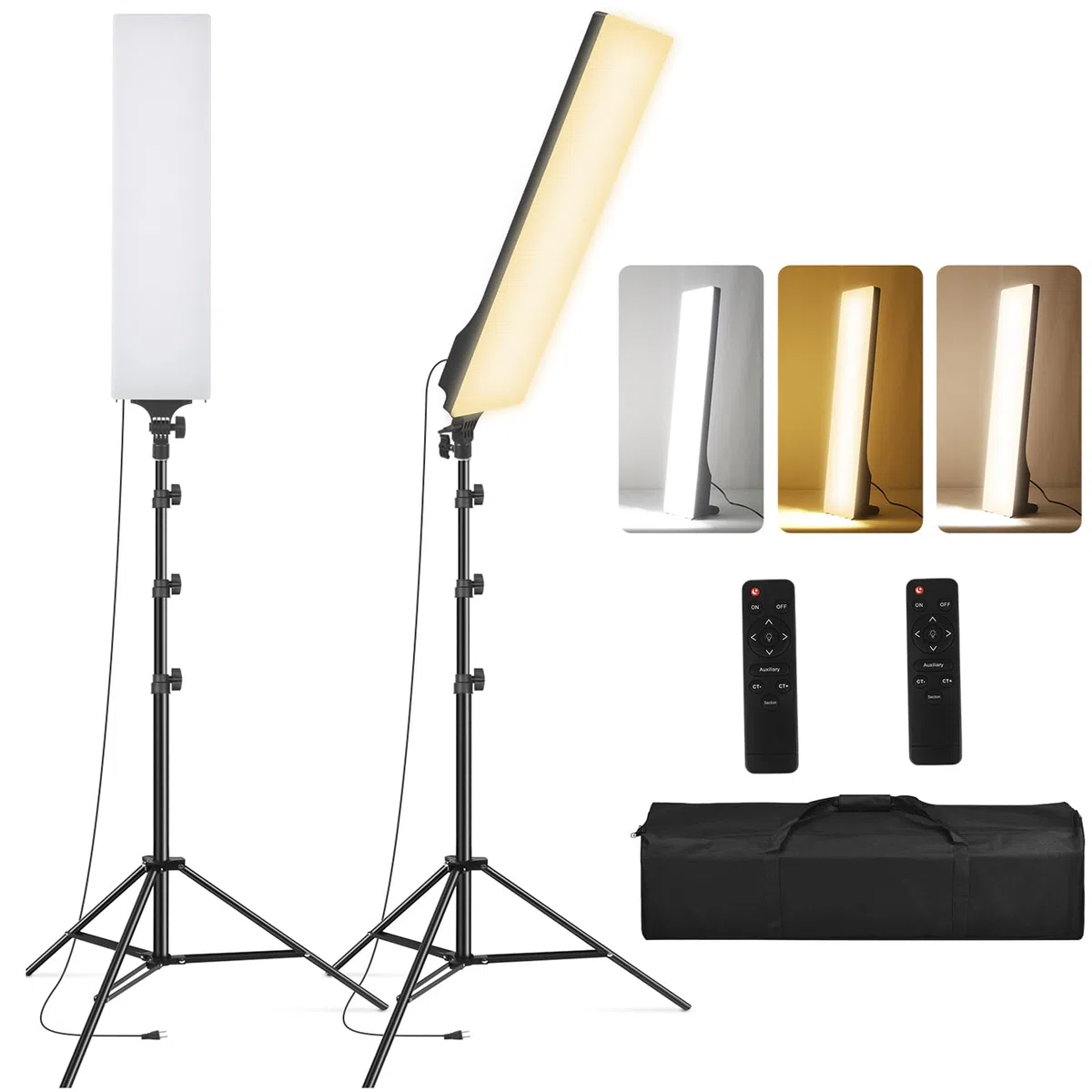 Kit di illuminazione per fotografia a schermo intero, 2500-7500 K, luce video a LED, dimmerabile, con telecomando e supporto da 2 m, per riprese YouTube, TikTok, videogiochi