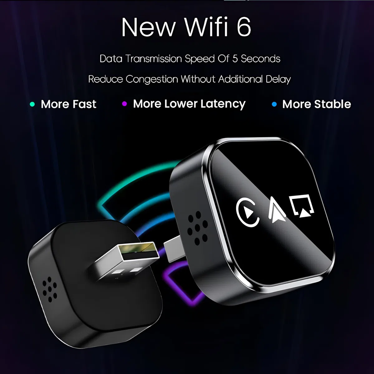 REOKILY Adattatore CarPlay wireless 3 in 1 | cablato a Dongle automatico wireless CarPlay e Android | Smart Mirror Link USB Plug & Play