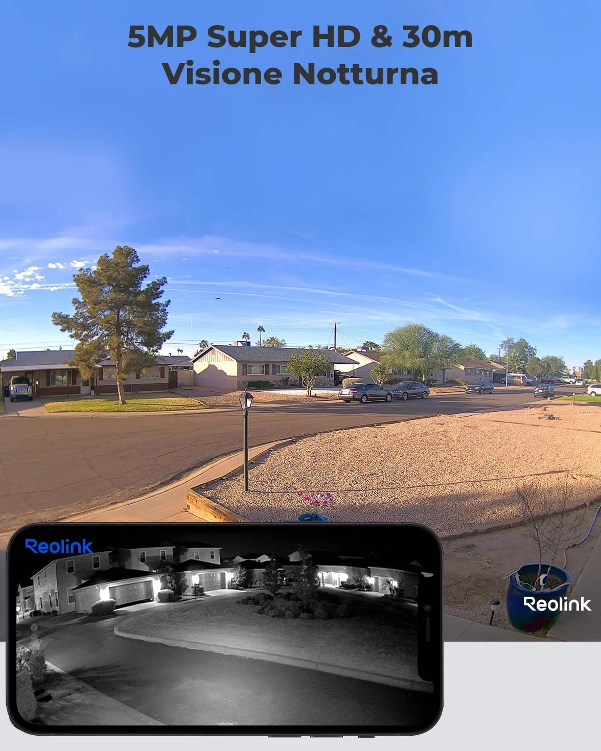 Reolink 5MP Telecamera Wi-Fi Esterno con WiFi 2,4/5 GHz, IP Camera con Rilevamento di Persone/Veicoli/Pet, Visione Notturna a Infrarossi, Slot per Scheda microSD, Impermeabile, Time-Lapse, RLC-510WA
